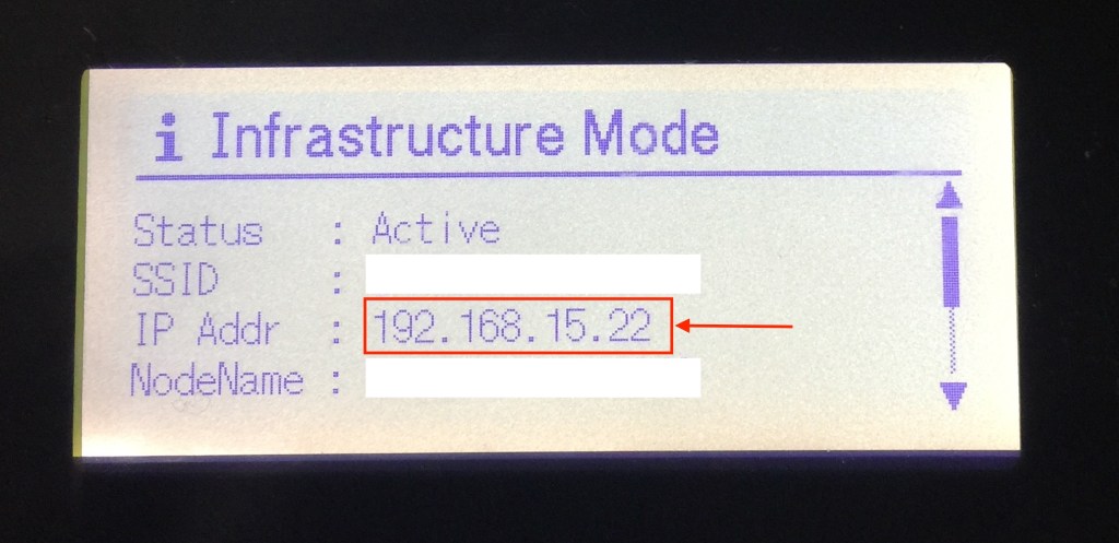 IP address of the Brother QL-820NW label printer